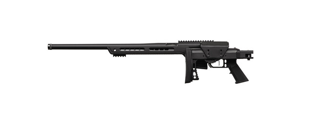 Modern powerful sniper rifle. Weapons for long-range shooting. Isolate on a white back.