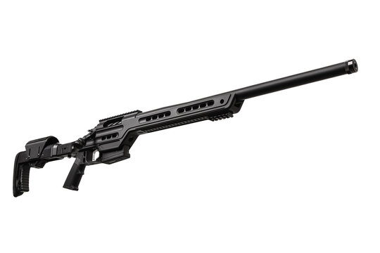 Modern powerful sniper rifle. Weapons for long-range shooting. Isolate on a white back.