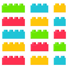 Building plastic toy bricks or child blocks construction flat cartoon illustration element isolated clipart building blocks, color image jpg icon