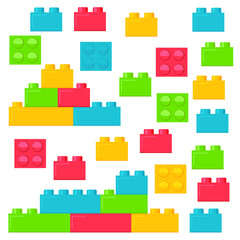 Building plastic toy bricks or child blocks construction flat cartoon illustration element isolated clipart building blocks, color image jpg icon