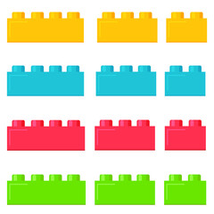 Building plastic toy bricks or child blocks construction flat cartoon illustration element isolated clipart building blocks, color image jpg icon