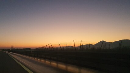 sunset over the river