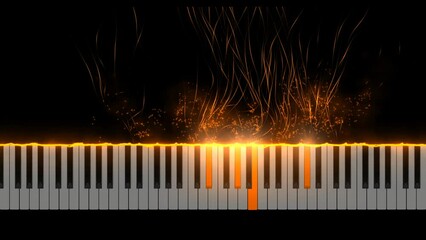 Particles floating out od piano keyboard
