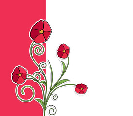 background with red flowers banner