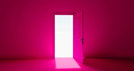 Open the door. Red Room with the door open for a sky. Door to heaven. 