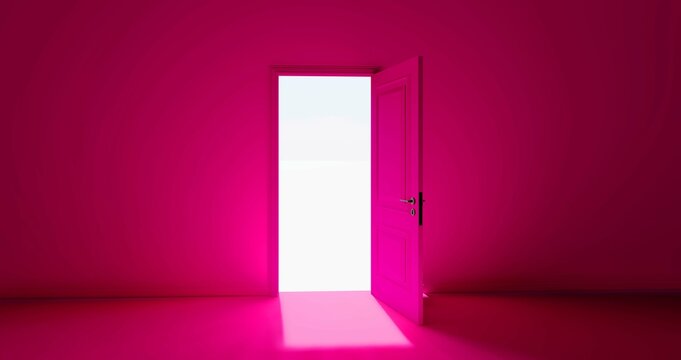 Open the door. Red Room with the door open for a sky. Door to heaven. 