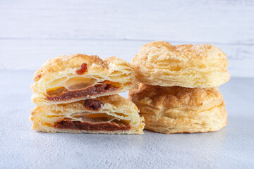 Guava fruit puff pastry, displayed on gray background
