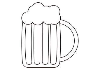 Icono negro de jarra de cerveza en fondo blanco. 