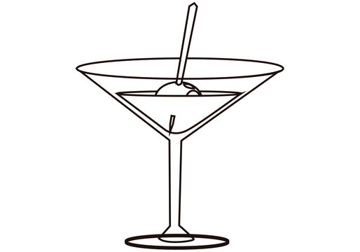 Icono negro de copa con aceituna en fondo blanco. 