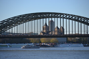 The beautiful view of Cologne at the Rhine bridge
