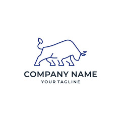 Simple Line Art Bull Logo Design