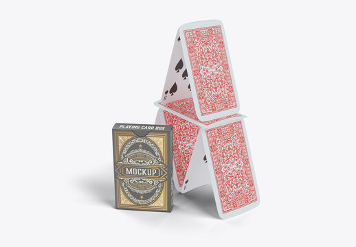 Box with Playing Cards and Tokes Mockup
