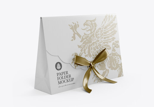 Gift Folder with Bow Mockup