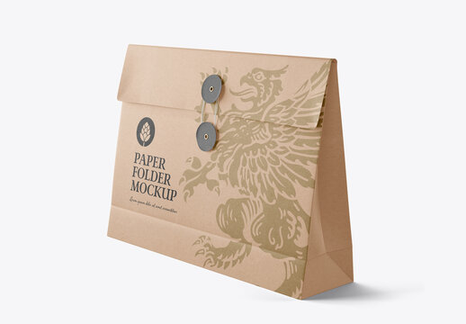 Kraft Folder with Bow Mockup