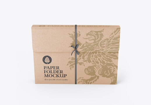 Kraft Folder with Bow Mockup