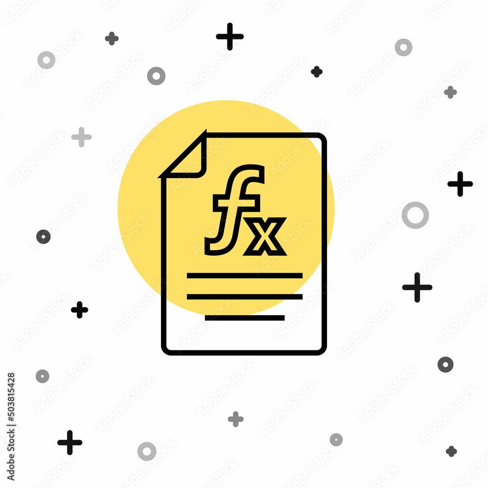 Poster black line function mathematical symbol icon isolated on white background. random dynamic shapes. ve