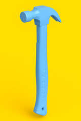 Hammer with a rubberized handle isolated on yellow monochrome background