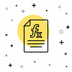 Black line Function mathematical symbol icon isolated on white background. Random dynamic shapes. Vector