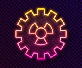 Glowing neon line Radioactive icon isolated on black background. Radioactive toxic symbol. Radiation hazard sign. Vector