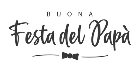 Buona festa del papà, italian text. Happy father's Day. Text and bow tie. Vector - obrazy, fototapety, plakaty