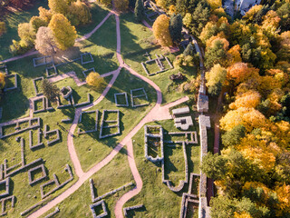 Aerial view of Ruins of the medieval Krakra fortress, Bulgaria