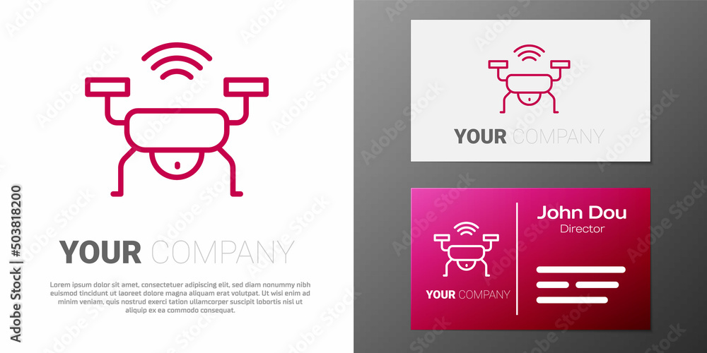 Aufkleber logotype line smart drone system icon isolated on white background. quadrocopter with video and phot