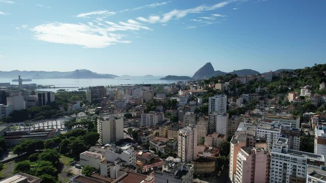 Rio de Janeiro Brazil. Panoramic view of downtown Rio de Janeiro Brazil. Tourism landmark of Rio de Janeiro Brazil. Coast overview of downtown city Rio Brazil.