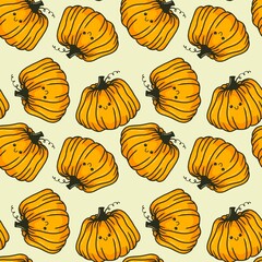 Halloween seamless cute pumpkins pattern for textiles and packaging and gifts and kids and wrapping paper