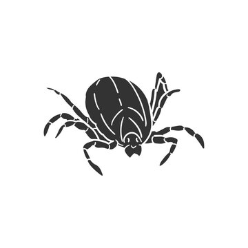 Tick Insect Icon Silhouette Illustration. Parasite Vector Graphic Pictogram Symbol Clip Art. Doodle Sketch Black Sign.