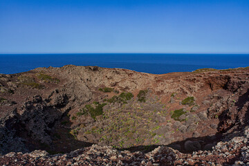Sea view of Linosa sea on the top of the Volcano Monte Nero