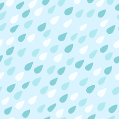 Vector seamless pattern with raindrops, hand drawn. Cute design for textile, wallpaper, wrapping paper.