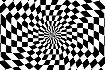 Vector abstract checkered background. Simple  illustration with optical illusion, op art.