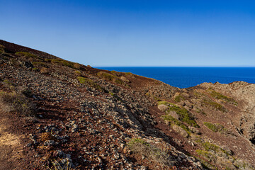 Sea view of Linosa sea on the top of the Volcano Monte Nero