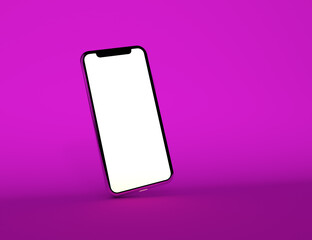 Mock up smartphone on color background.