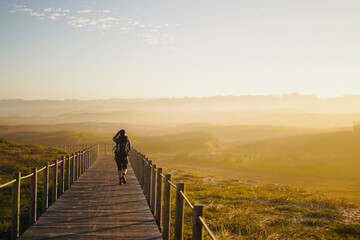 Woman walking on the path