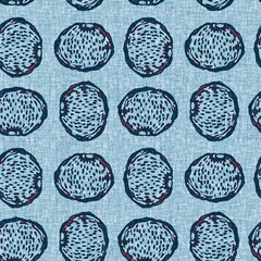 Indigo Blue Seashell nautical seamless pattern. Modern marine shell print in classic nantucket fabric textile hand drawn block print style. Summer 2 tone high contrast jpg tile swatch