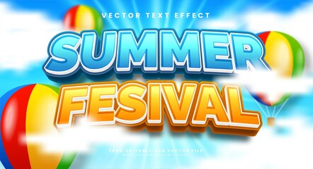 Fototapeta premium Summer festival editable text effect suitable to celebrate the summer event.