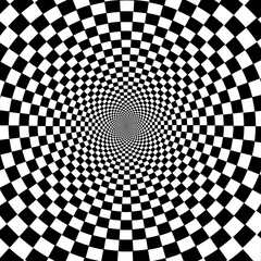 Distorted lines are an illusion of movement. Black and white pattern wavy lines. Vector illusion.