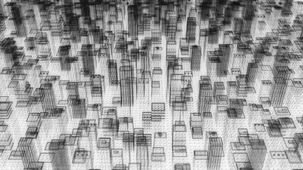 Smart city or NFT Virtual real estate NFTs metaverse land on blockchain - Illustration Rendering