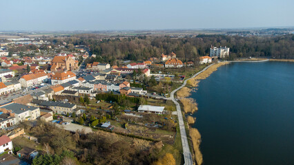 Naklejka premium View on Kornik city in Wielkopolska region, Poland from above