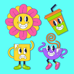 Hand drawn flat trendy cartoon elements