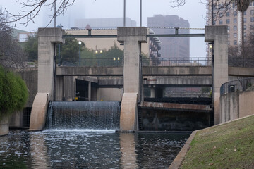 Scene of the water dam in San Antonio, Texas, United States