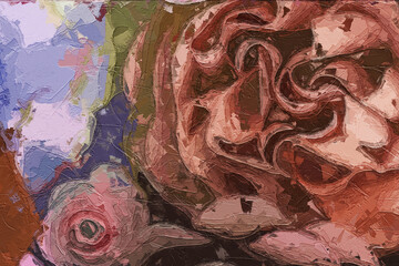 Fototapeta premium abstract oil painting peony flower rose flower illustration