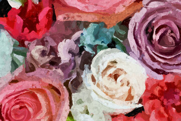 abstract oil painting peony flower rose flower illustration