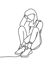 Continuous line drawing - Young Women Posing