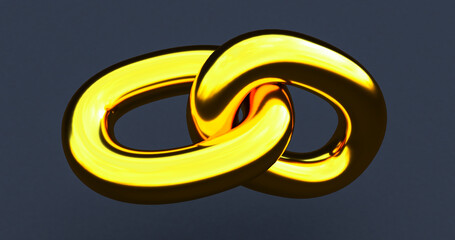 Realistic 3d Detailed Golden Chain, Golden chain over dark background., 3D render