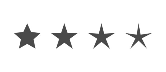 Five point stars pictogram set. Star icon collection with variants.