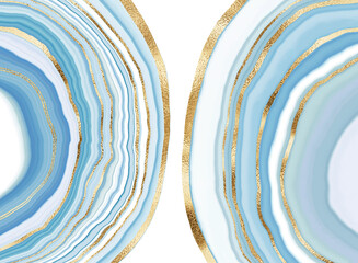 Agate stone background print design with natural mineral texture and gold veins. - obrazy, fototapety, plakaty