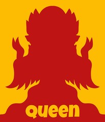 red and yellow color of shap woman cartoon