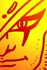 red and yellow color of face man cartoon